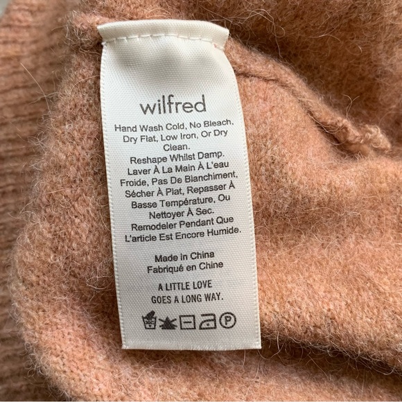 Aritzia Wilfred Lorin Turtleneck Knit Tie Front Sweater Clay Wool Alpaca Small - Picture 8 of 9